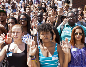 Students gather in support of slain Missouri teen