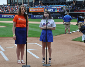 2 Syracuse University sophomores perform the National Anthem at New York Mets SU Day