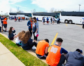 Scenes from Syracuse University's Final Four fan buses: Day 1