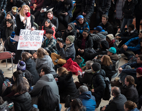 Gallery: Students protest Trump's executive order banning refugees through nonviolent march