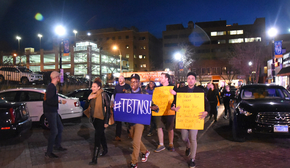 Former Syracuse University football player Don McPherson talks about male privilege during Take Back the Night event