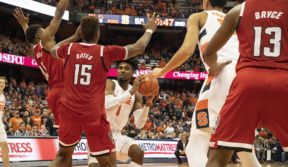 Missing Elijah Hughes, Syracuse fell to NC State 79-74