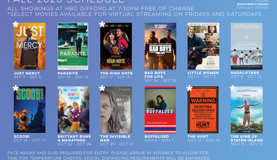 University Union to show 12 films for fall 2020 movie screening schedule