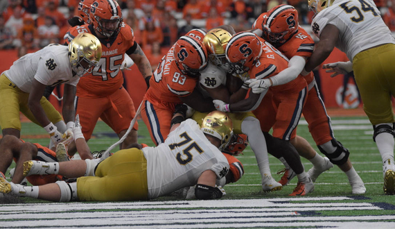 No. 16 Syracuse’s rush defense allows 246 yards in 41-24 loss to Notre Dame