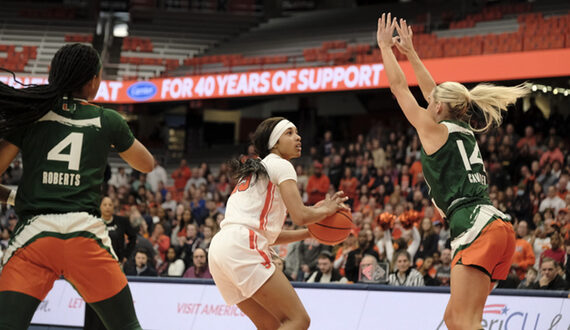 Syracuse defeats Miami 77-68 in final home game of the season