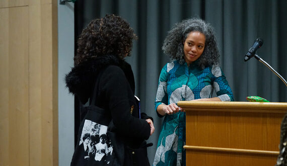 Author Nicole Terez Dutton shares poetry as part of an SU reading series