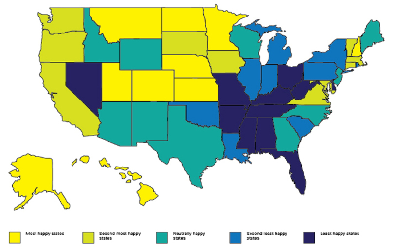 State of happiness: Researchers at University of Vermont determine happiest areas of the country based on tweets