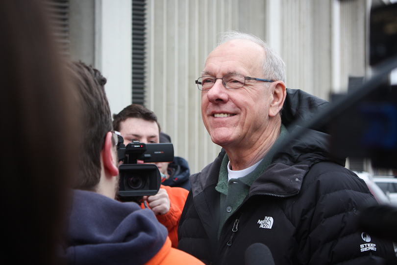 Gallery: Boeheim greets campers, students outside Boeheimburg