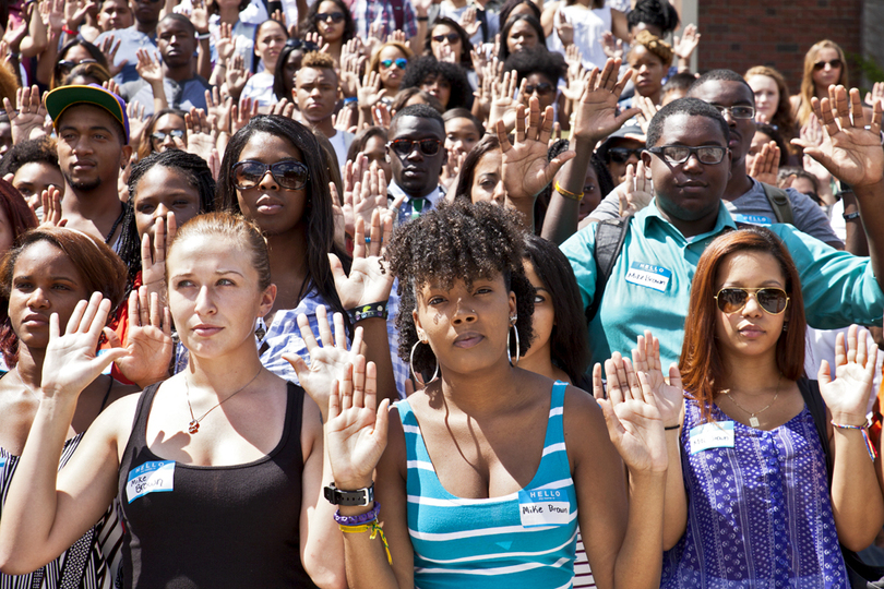 Students gather in support of slain Missouri teen