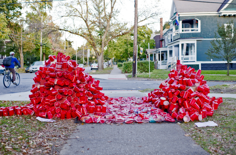 Students create art installations to raise awareness about social issues