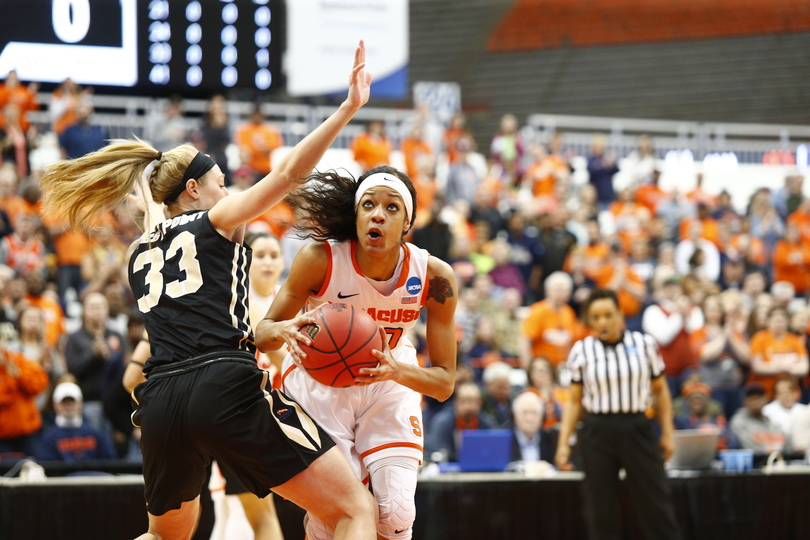 Briana Day controls the paint in 73-56 NCAA tournament win against Army