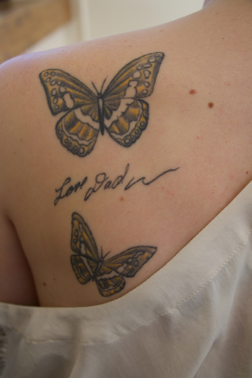 Angela O&#8217;Neil remembers father&#8217;s summer camp letters with tattoo