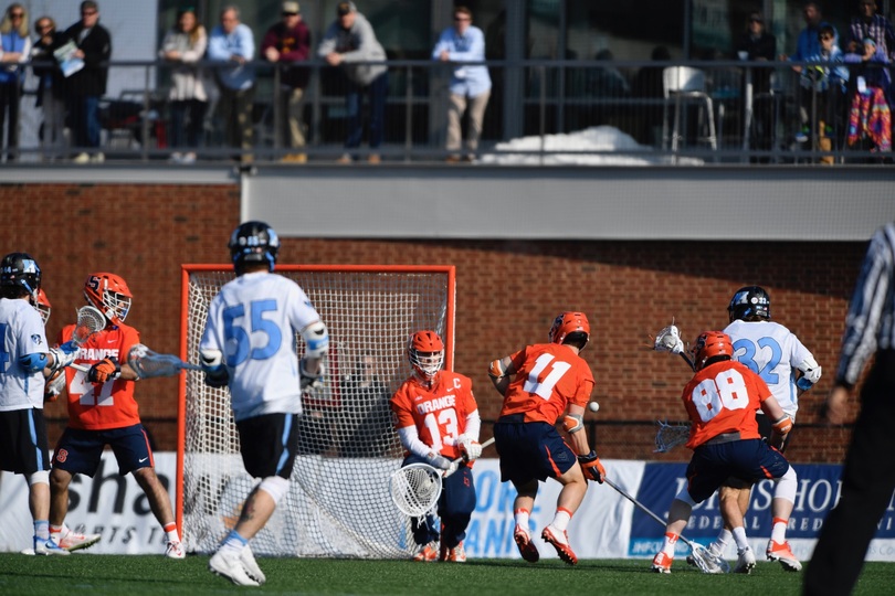 No. 6 Syracuse&#8217;s defense stifles No. 14 Johns Hopkins, 8-7, in low-scoring affair