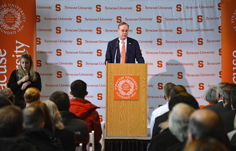 Chancellor Kent Syverud details academic planning, Invest Syracuse progress during speech