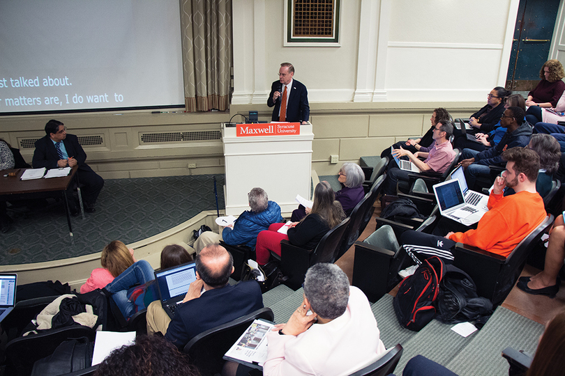 Chancellor addresses Theta Tau videos at last University Senate meeting of the year