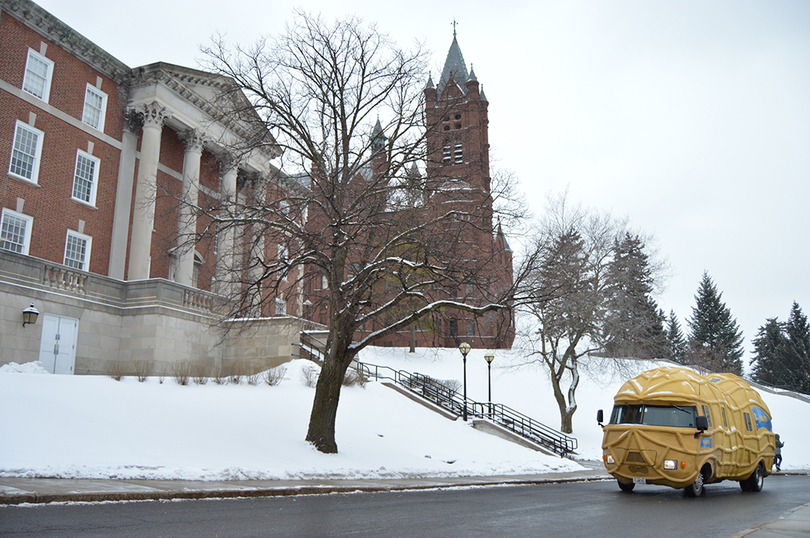 Catch a ride to class in the Planters NUTmobile