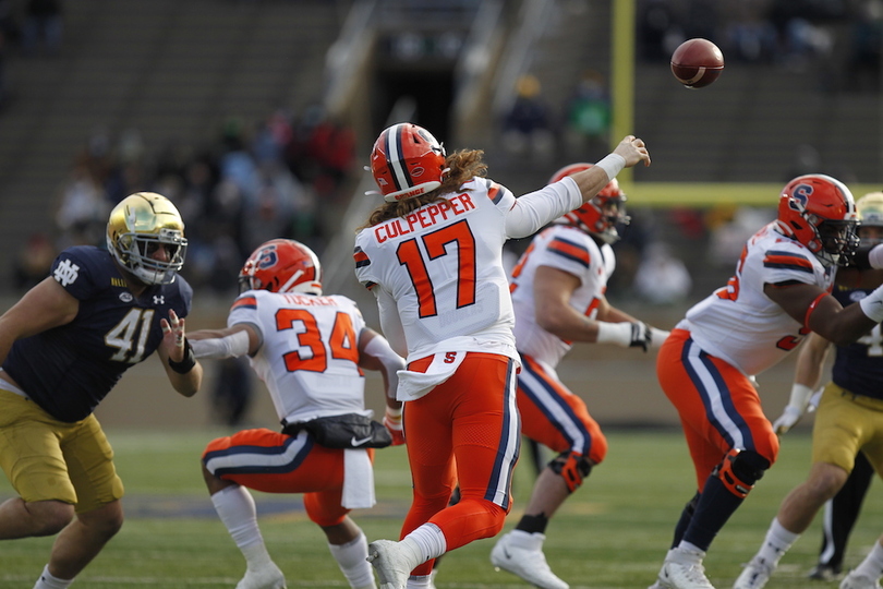 Syracuse unravels at end of 1st half, falls to No. 2 Notre Dame 45-21